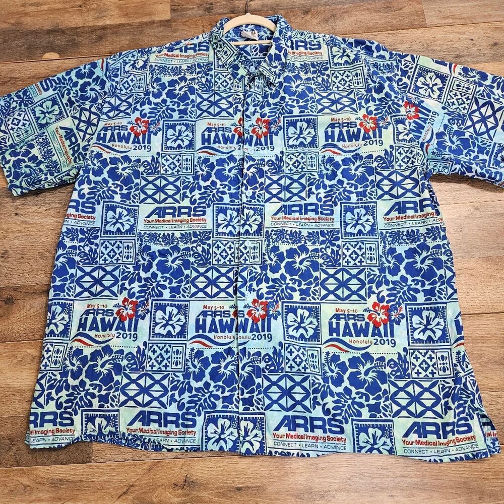 Wet Dog Shirt Mens Hawaaian Tropical XXL Button Front Short Sleeve Blue Floral
